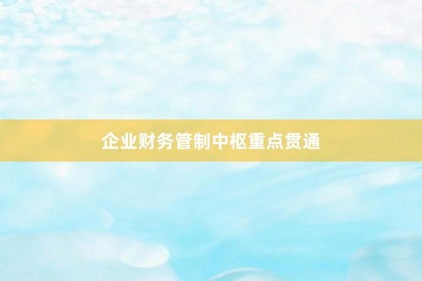 企业财务管制中枢重点贯通